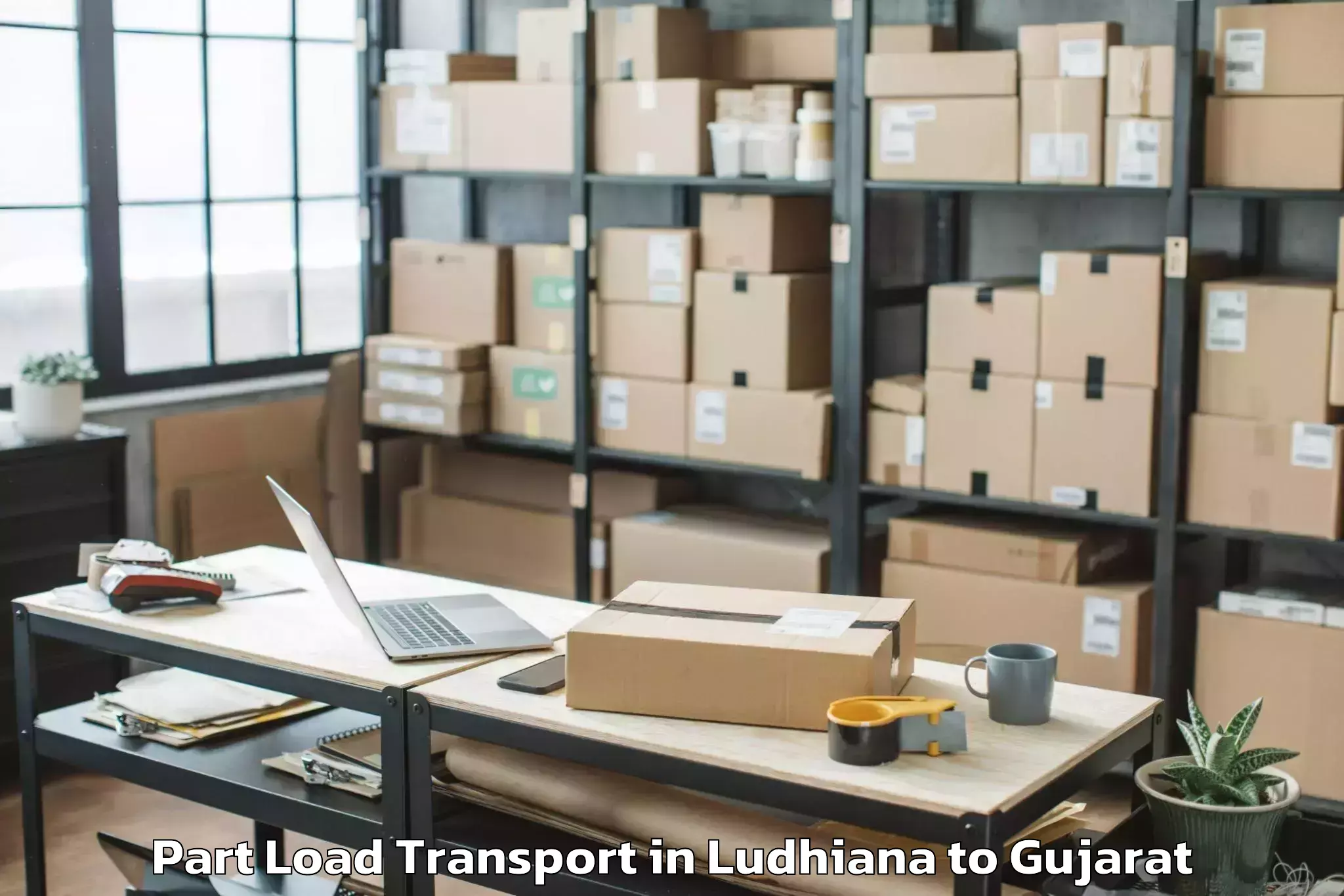 Top Ludhiana to Kaprada Part Load Transport Available